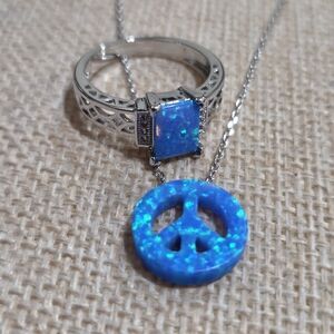 Elegant Blue Opal Jewelry Set